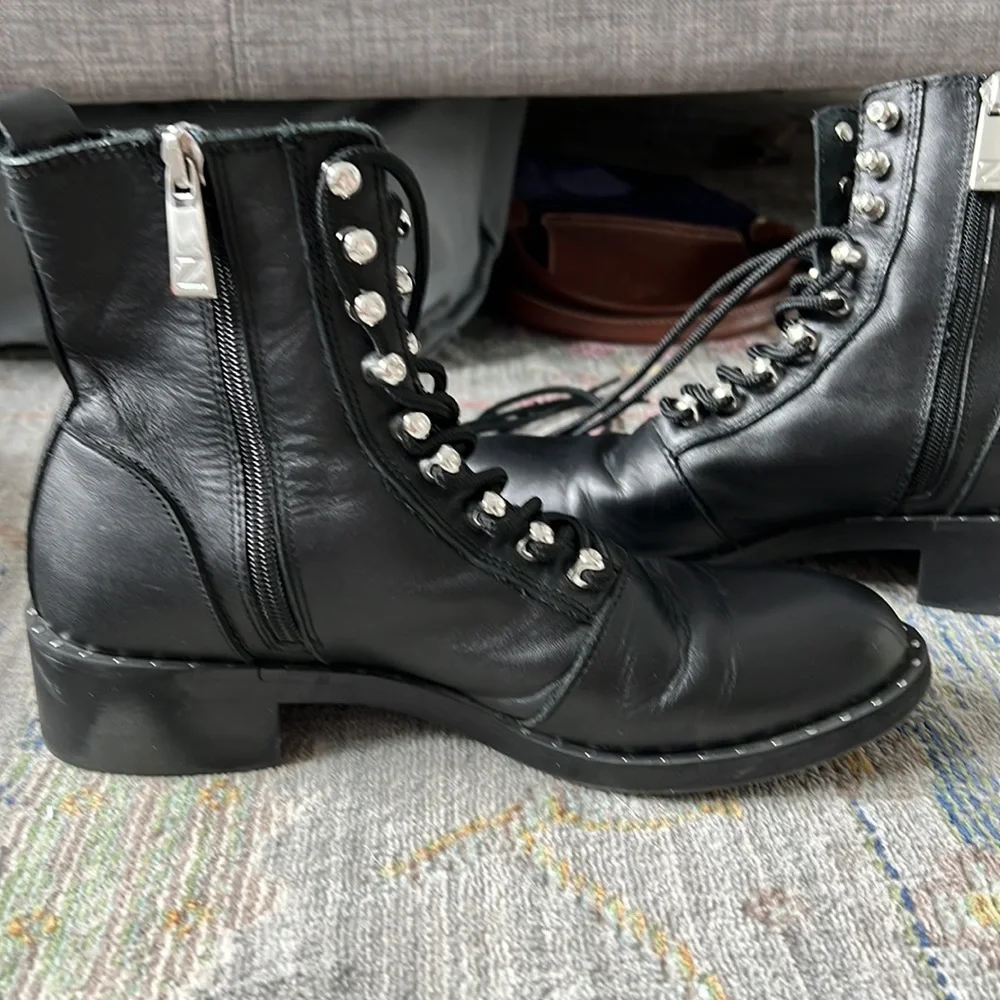 ZARA Leather Moto Ankle Boots w/ Studs – Size 6.5 (EU 37) - Picture 6 of 13